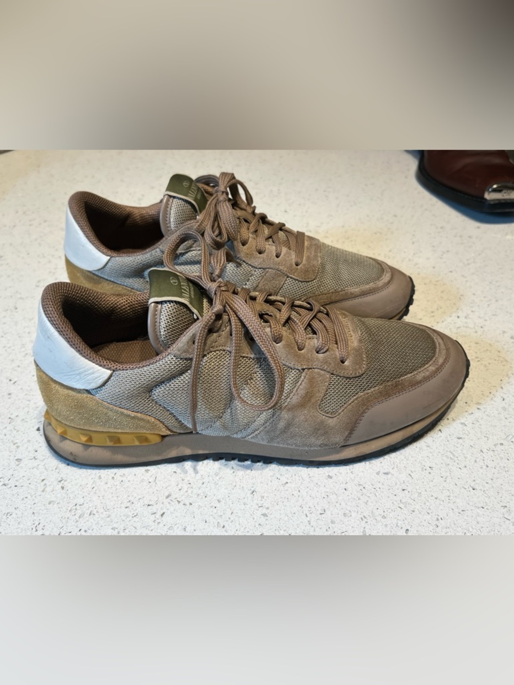 Valentino rockstud green suede sneakers